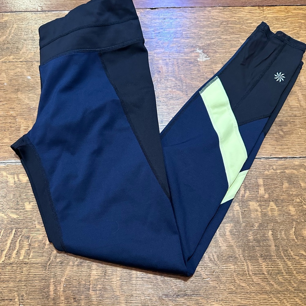 Athleta women’s sz‎ small T leggings workout black blue yellow
